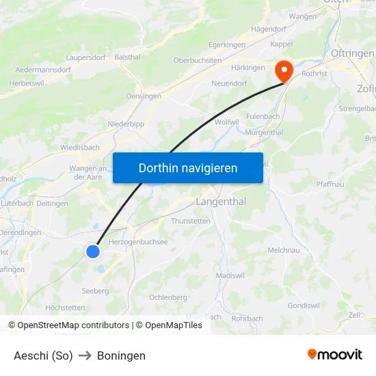 Aeschi (So) to Boningen map