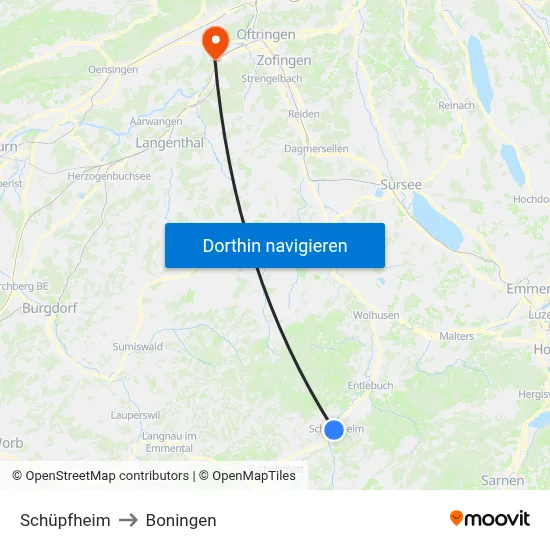 Schüpfheim to Boningen map