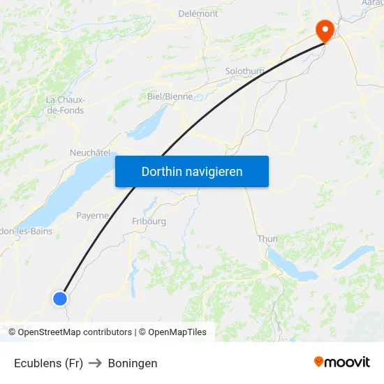 Ecublens (Fr) to Boningen map