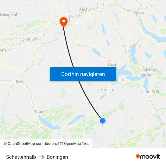 Schattenhalb to Boningen map