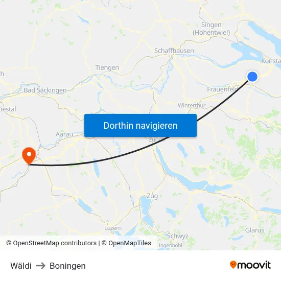 Wäldi to Boningen map