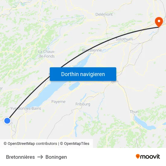 Bretonnières to Boningen map