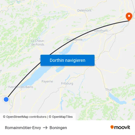 Romainmôtier-Envy to Boningen map