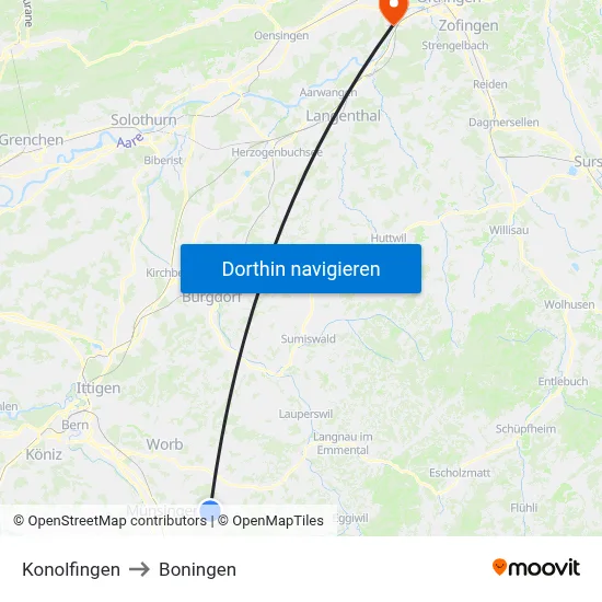 Konolfingen to Boningen map