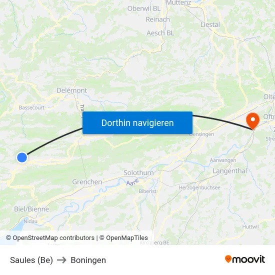 Saules (Be) to Boningen map