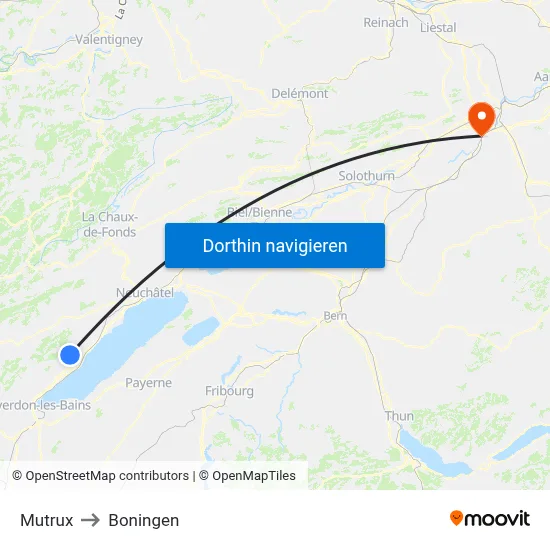 Mutrux to Boningen map