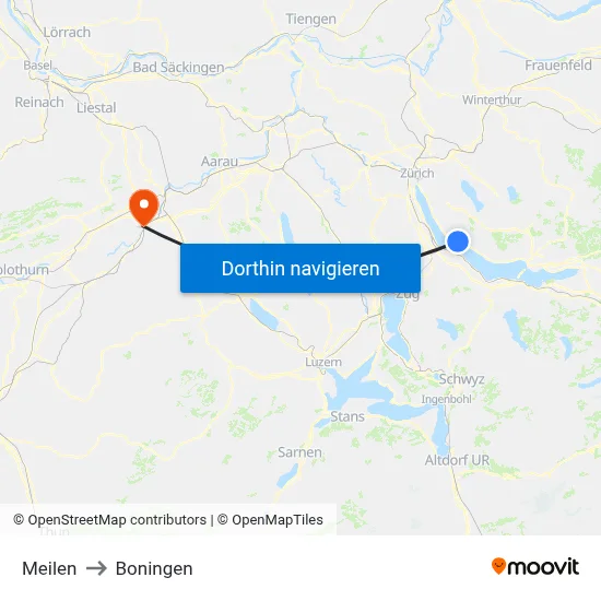 Meilen to Boningen map