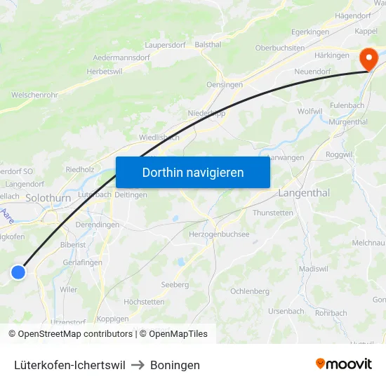Lüterkofen-Ichertswil to Boningen map