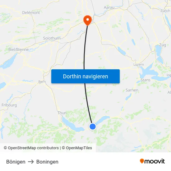 Bönigen to Boningen map