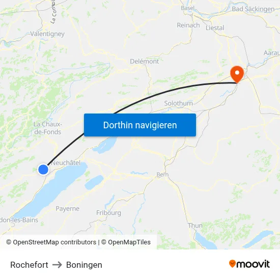Rochefort to Boningen map