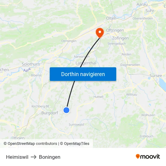 Heimiswil to Boningen map