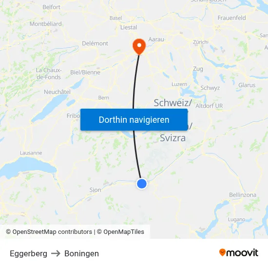 Eggerberg to Boningen map