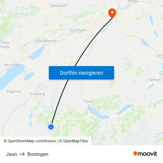 Jaun to Boningen map