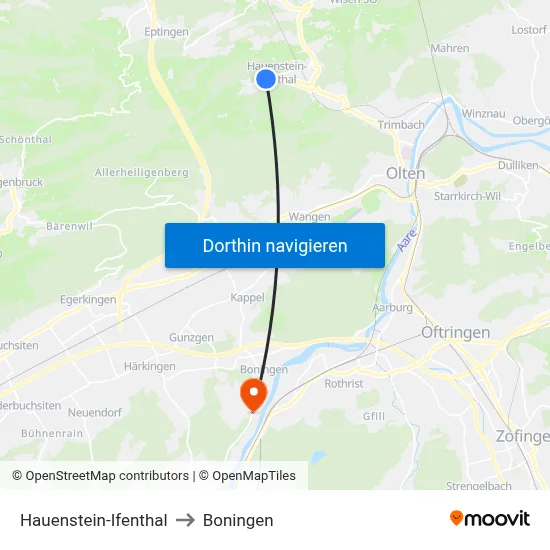 Hauenstein-Ifenthal to Boningen map