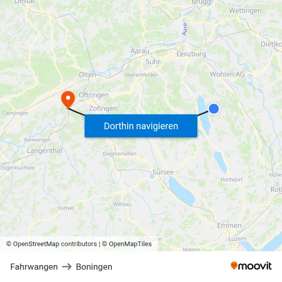 Fahrwangen to Boningen map