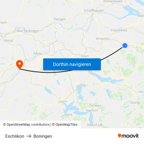 Eschlikon to Boningen map