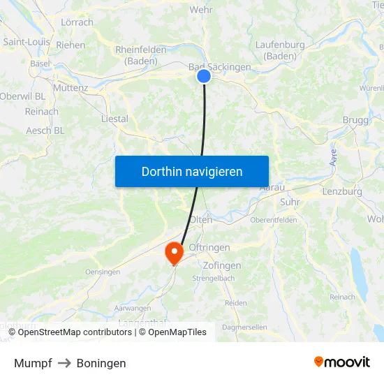 Mumpf to Boningen map