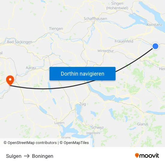 Sulgen to Boningen map