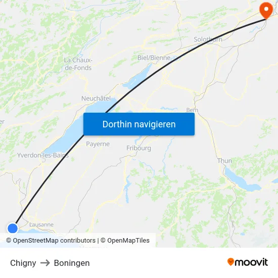 Chigny to Boningen map