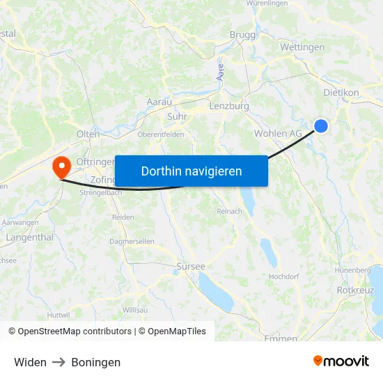 Widen to Boningen map