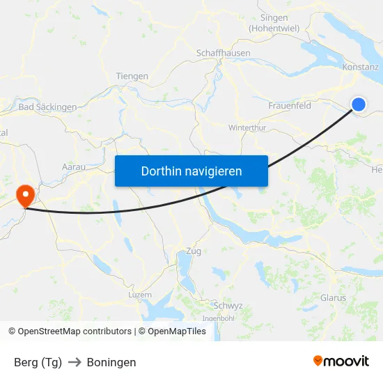 Berg (Tg) to Boningen map