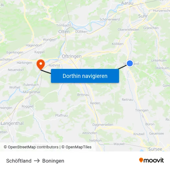 Schöftland to Boningen map