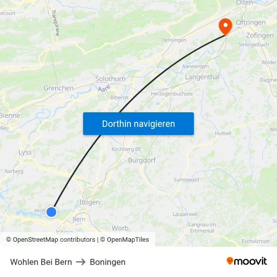 Wohlen Bei Bern to Boningen map