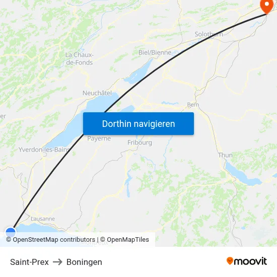 Saint-Prex to Boningen map
