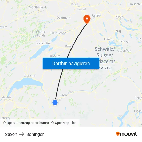 Saxon to Boningen map