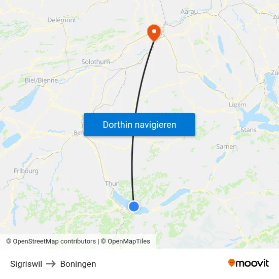 Sigriswil to Boningen map
