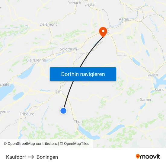 Kaufdorf to Boningen map