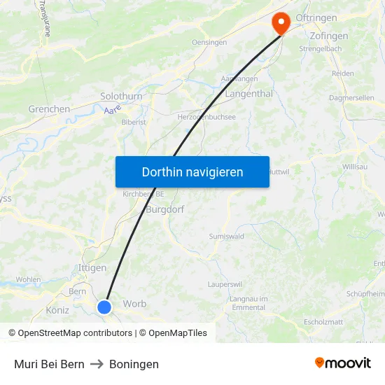 Muri Bei Bern to Boningen map