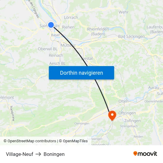 Village-Neuf to Boningen map