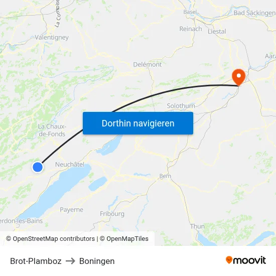 Brot-Plamboz to Boningen map