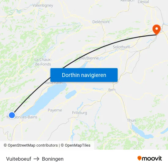 Vuiteboeuf to Boningen map