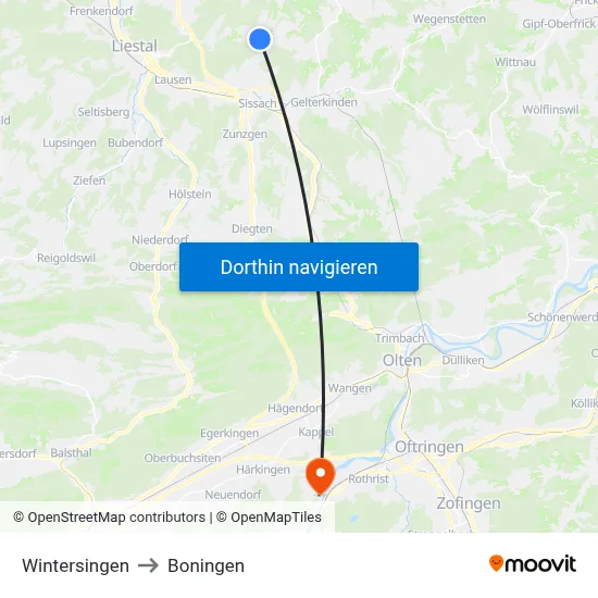 Wintersingen to Boningen map