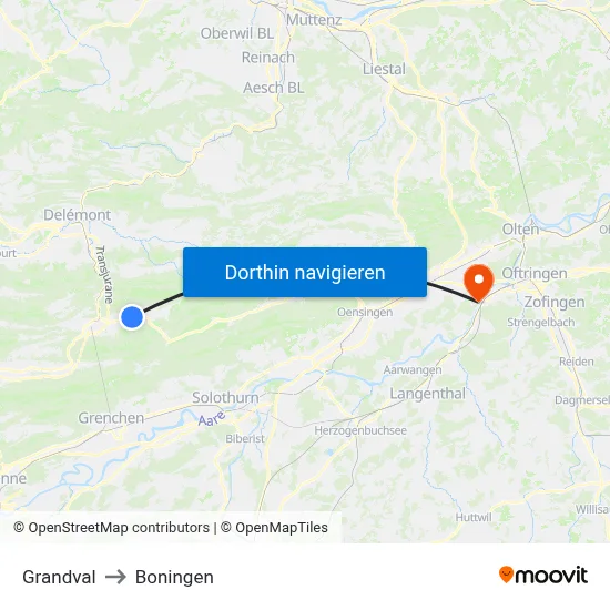 Grandval to Boningen map