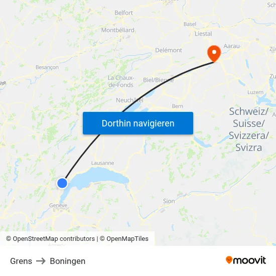 Grens to Boningen map