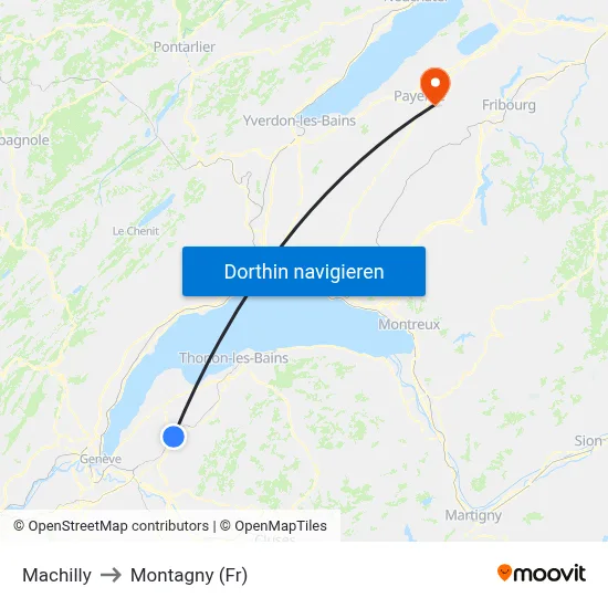 Machilly to Montagny (Fr) map