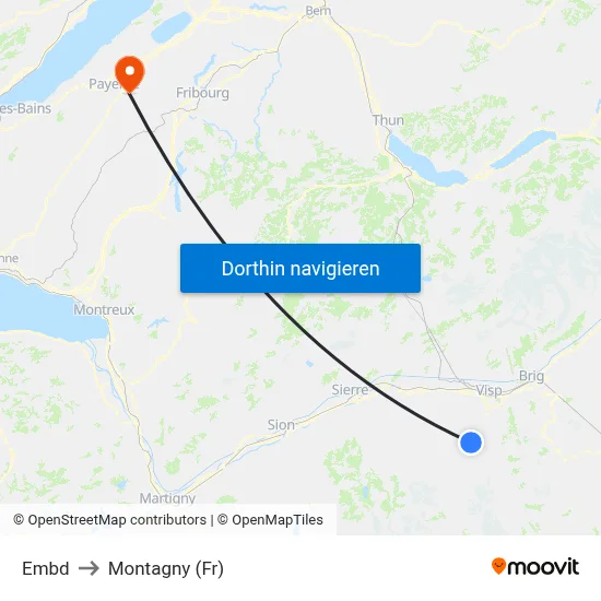 Embd to Montagny (Fr) map