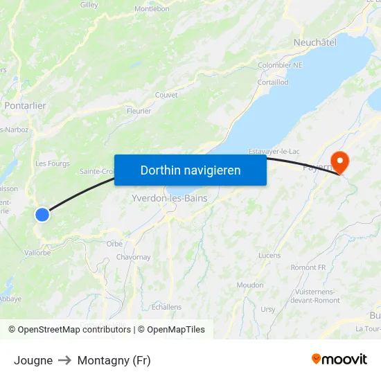 Jougne to Montagny (Fr) map
