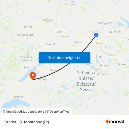 Stadel to Montagny (Fr) map