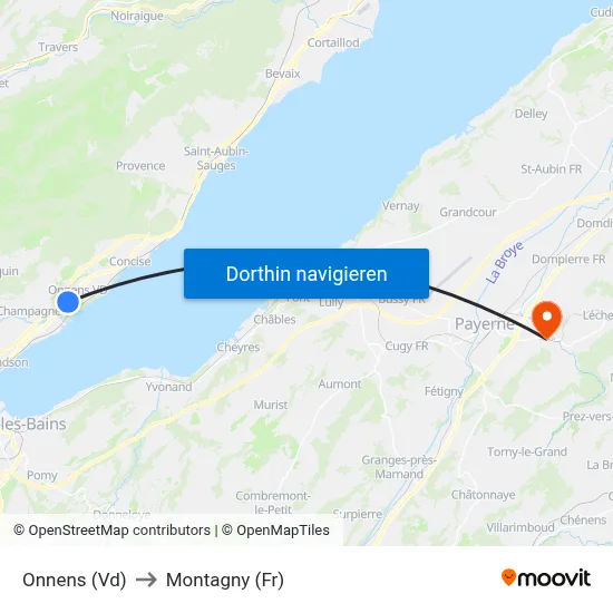 Onnens (Vd) to Montagny (Fr) map