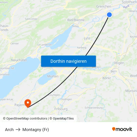 Arch to Montagny (Fr) map