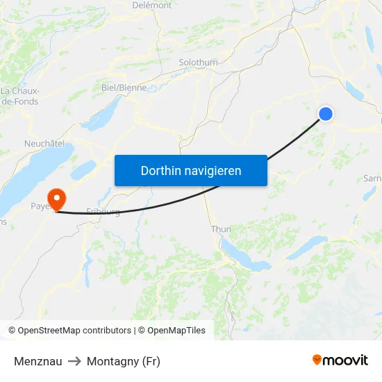Menznau to Montagny (Fr) map