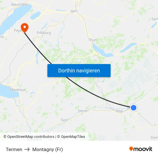 Termen to Montagny (Fr) map