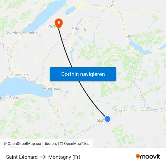 Saint-Léonard to Montagny (Fr) map