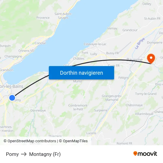 Pomy to Montagny (Fr) map