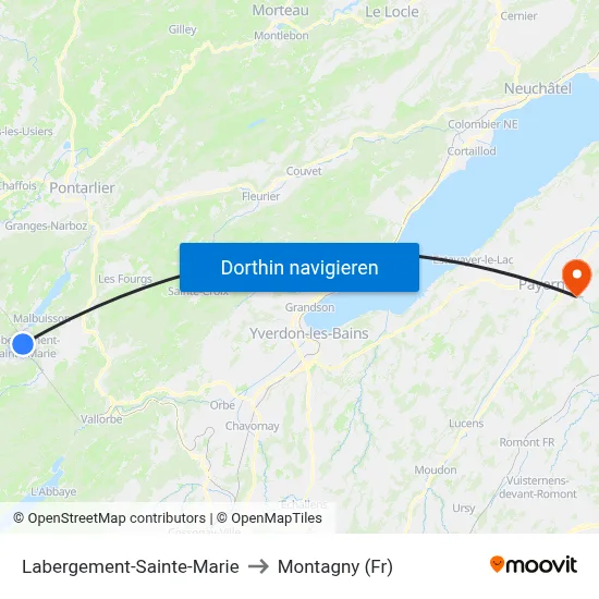 Labergement-Sainte-Marie to Montagny (Fr) map