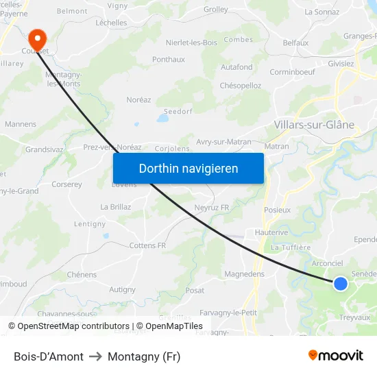 Bois-D’Amont to Montagny (Fr) map